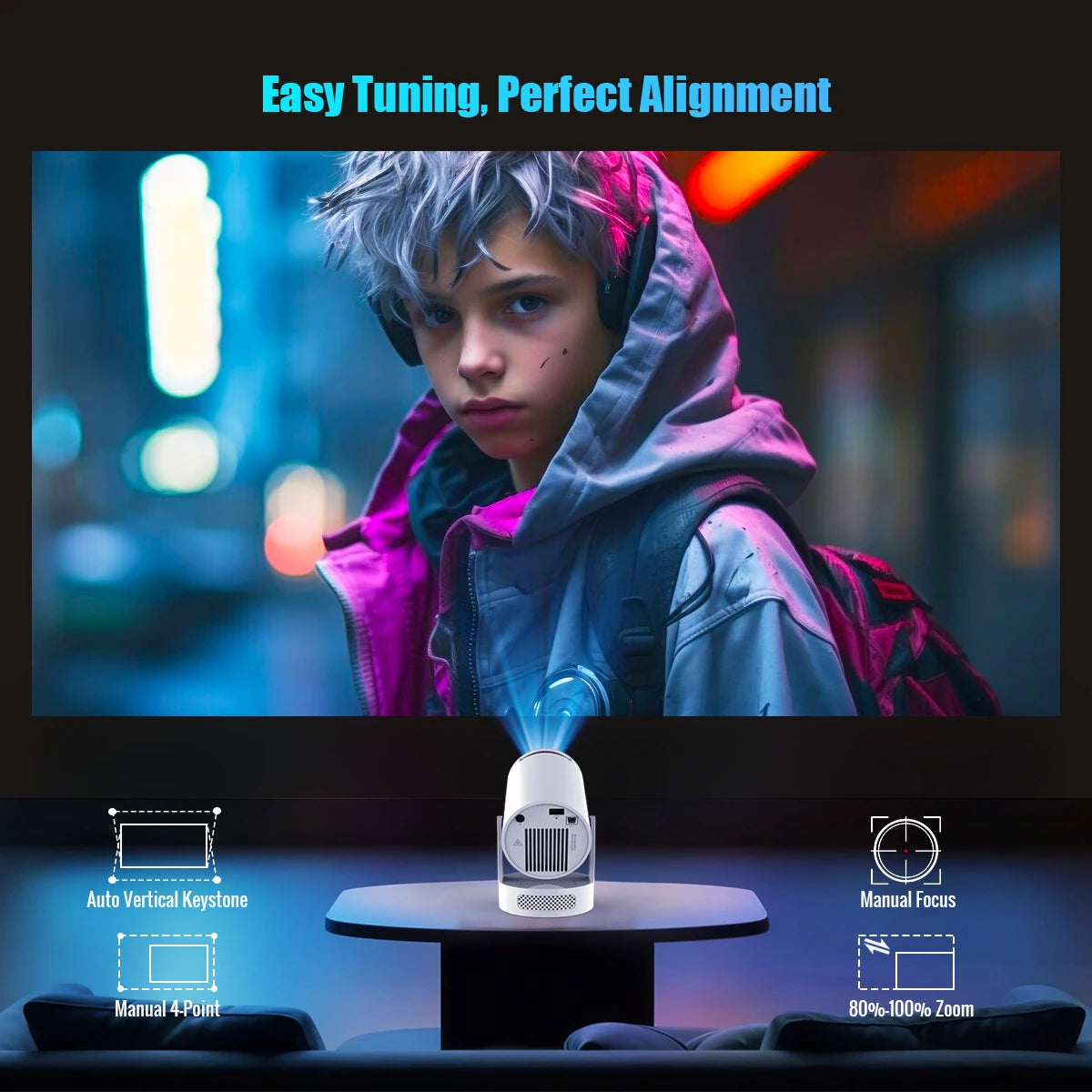 4K Projector Android 11 4K 1280*720P HY300 Pro + Dual Wifi 290ANSI 180°flexible BT5.0 Cinema Outdoor Portable Projector