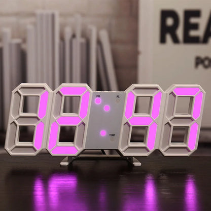 Niche Unique 3D LED Digital Clock Wall Deco Glowing Night Mode Adjustable Electronic Table Clock Wall Clock Decoration Living Room LED Clock