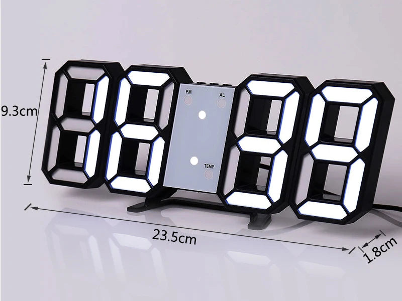 Niche Unique 3D LED Digital Clock Wall Deco Glowing Night Mode Adjustable Electronic Table Clock Wall Clock Decoration Living Room LED Clock
