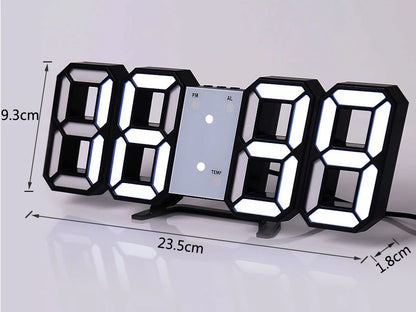 Niche Unique 3D LED Digital Clock Wall Deco Glowing Night Mode Adjustable Electronic Table Clock Wall Clock Decoration Living Room LED Clock