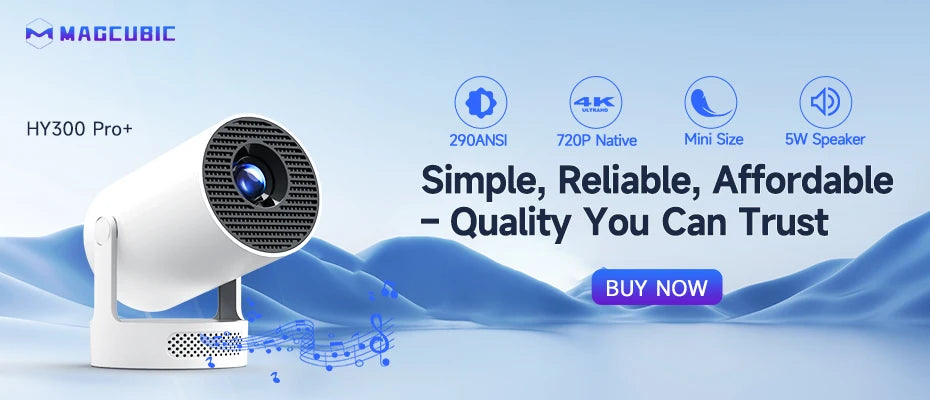 4K Projector Android 11 4K 1280*720P HY300 Pro + Dual Wifi 290ANSI 180°flexible BT5.0 Cinema Outdoor Portable Projector