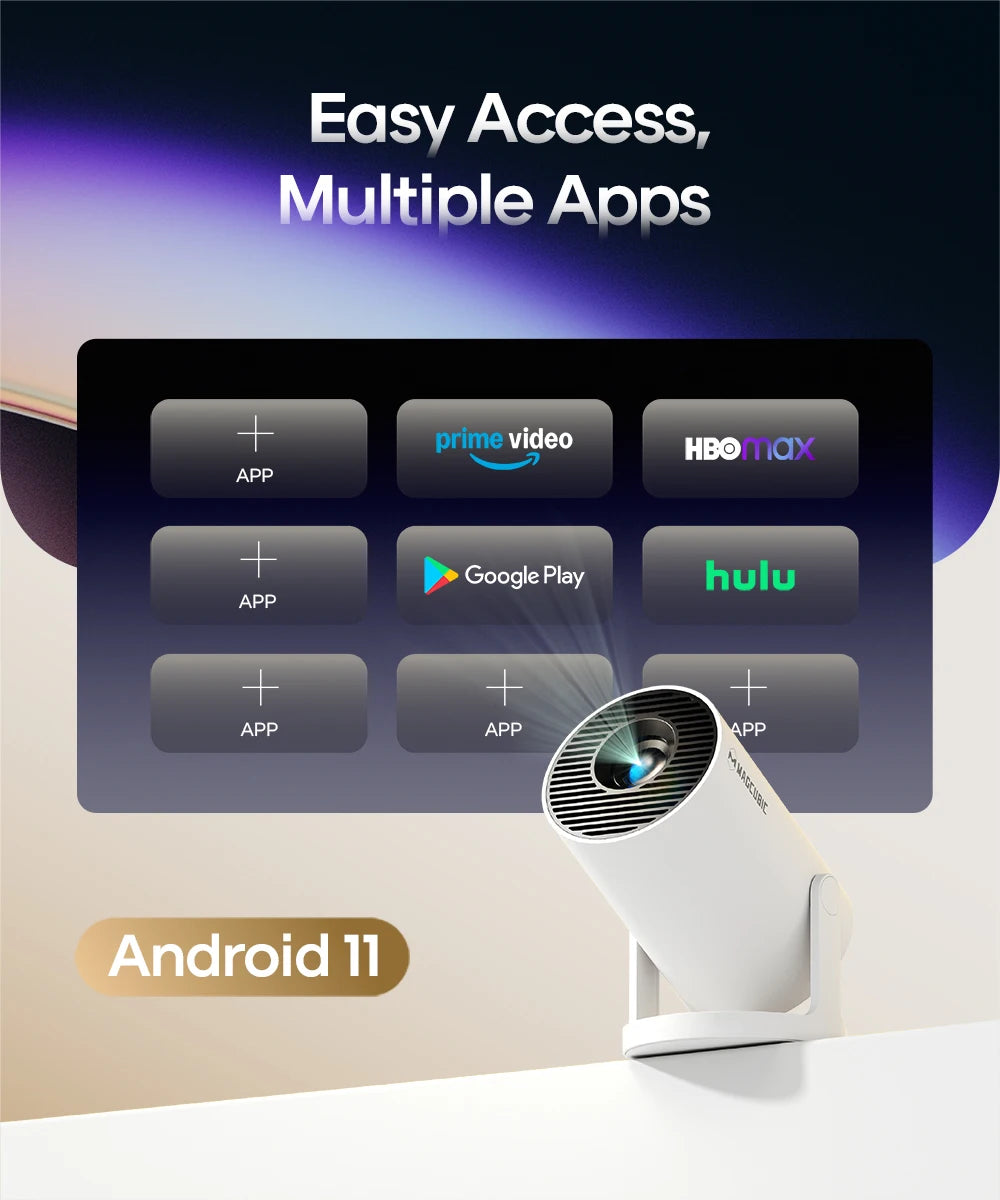 4K Projector Android 11 4K 1280*720P HY300 Pro + Dual Wifi 290ANSI 180°flexible BT5.0 Cinema Outdoor Portable Projector