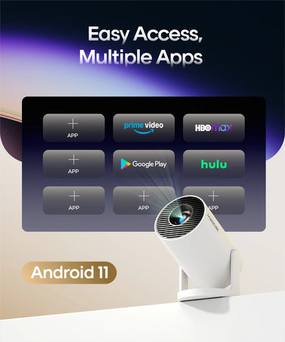 4K Projector Android 11 4K 1280*720P HY300 Pro + Dual Wifi 290ANSI 180°flexible BT5.0 Cinema Outdoor Portable Projector