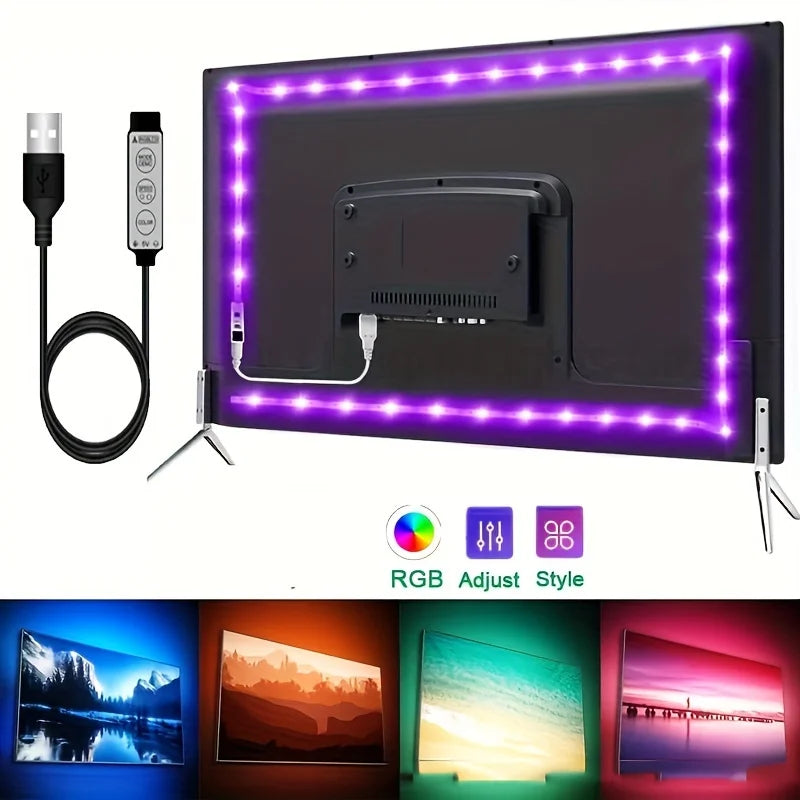 SMD5050 5M USB LED Strip Light TV Desktop Screen Backlight Color Change Bedroom Decor LED Lamp DIY Lighting Atmosphere lighg