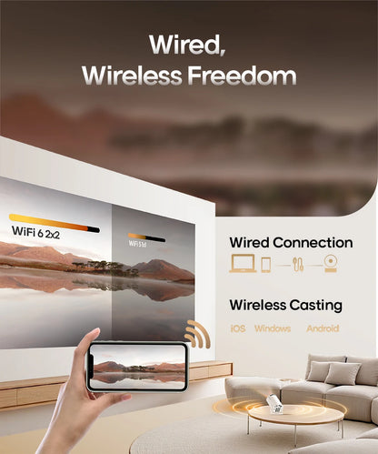 4K Projector Android 11 4K 1280*720P HY300 Pro + Dual Wifi 290ANSI 180°flexible BT5.0 Cinema Outdoor Portable Projector