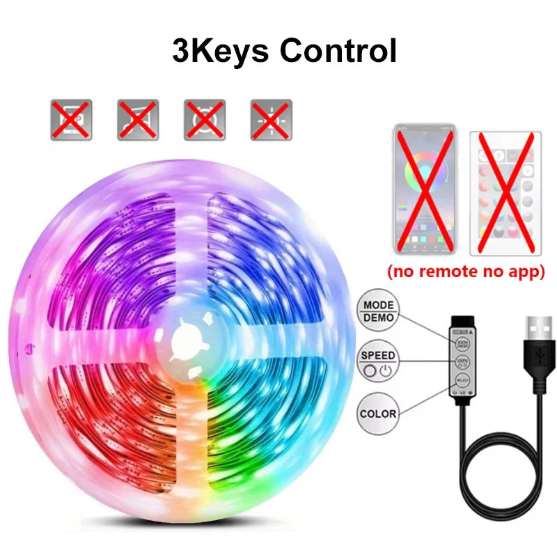 SMD5050 5M USB LED Strip Light TV Desktop Screen Backlight Color Change Bedroom Decor LED Lamp DIY Lighting Atmosphere lighg