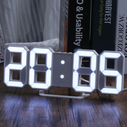 Niche Unique 3D LED Digital Clock Wall Deco Glowing Night Mode Adjustable Electronic Table Clock Wall Clock Decoration Living Room LED Clock